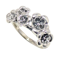 Flower Ring Tribal Temple Jewelry 925 Sterling Silver Engraved Handmade E244